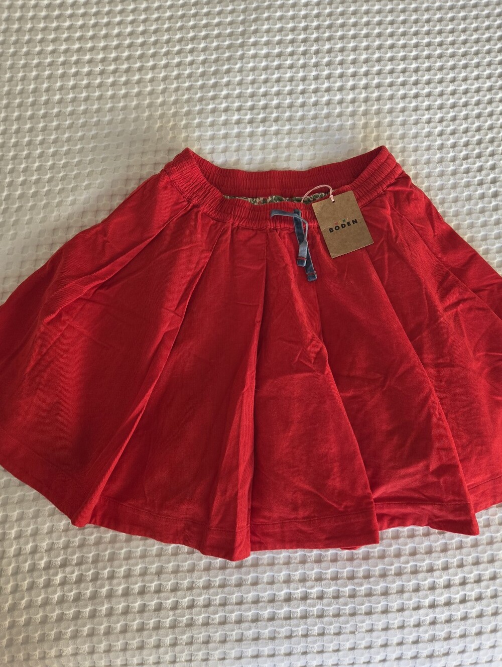 Mini Boden Red Corduroy Floral Lined Skirt